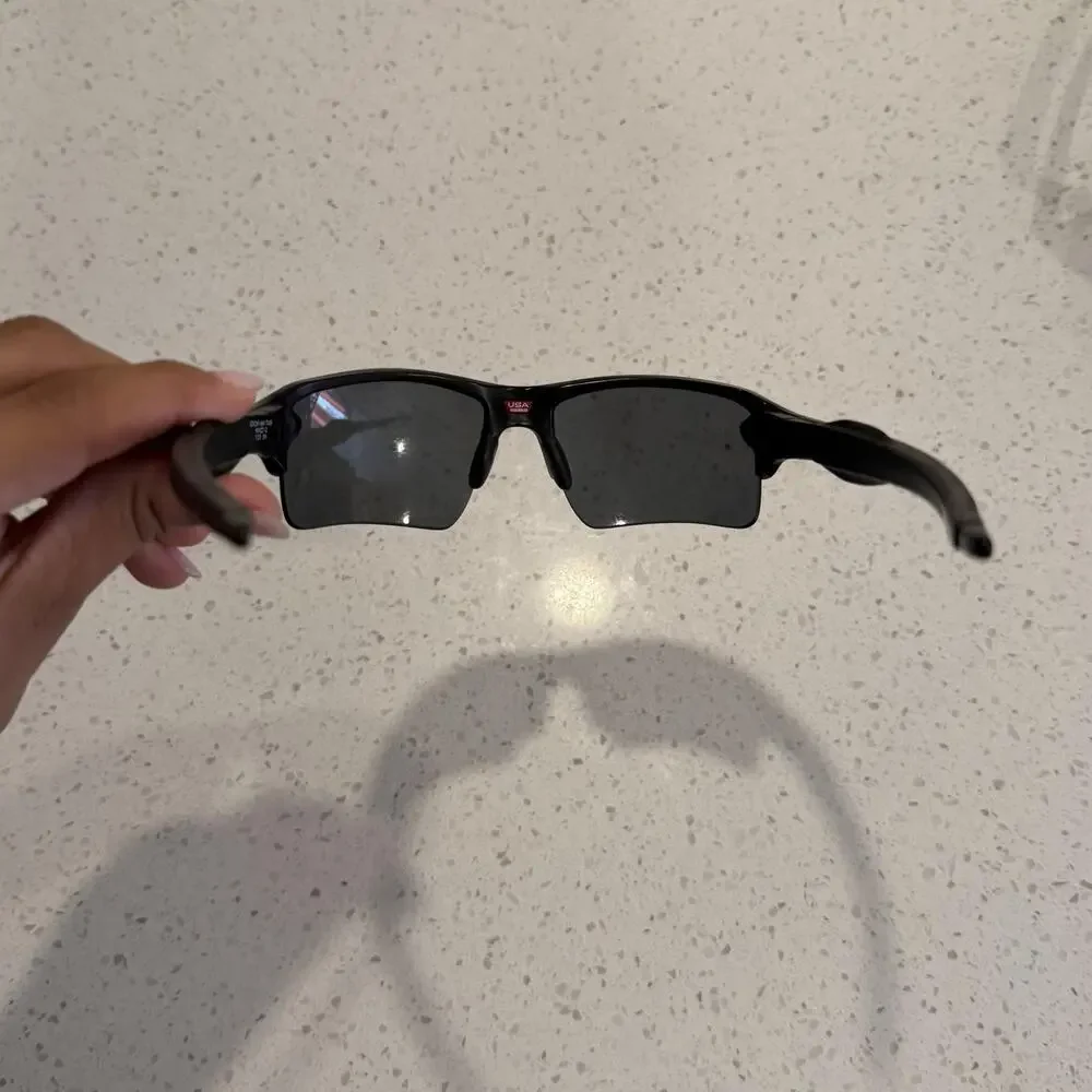 Oakley Flak 2.0 Sunglasses Mens Black Wrap Rimless Sport OO9188 Black Outdoor